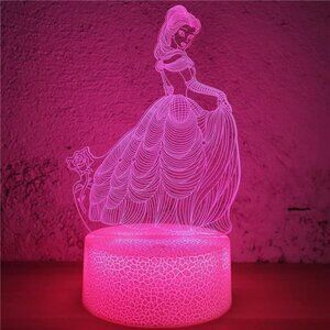 New Princess Gift Night Light for Girls, 3D Illusion Lamp with Remote